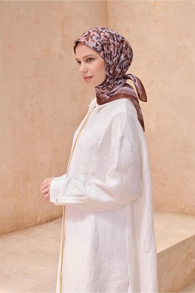 Belli Φουλάρι με σχέδιο λουλουδιών, πολυτελείας, απαλό καφέ χρώμα 11