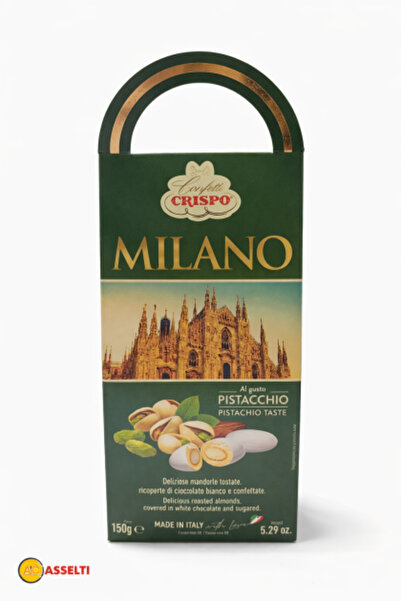 Crispo Confetti Milano cu Fistic – Migdale prăjite în ciocolată albă, 150 g, Fabricat în Italia