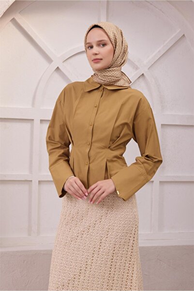 Belli Eșarfă de mătase cu model geometric 4203D (Twill) Bej - 02