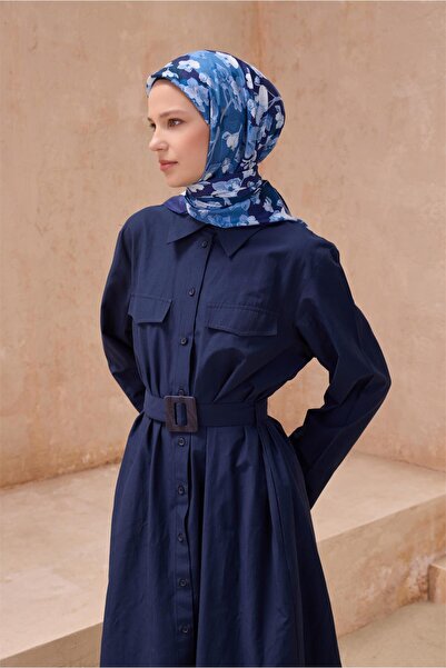 Belli وشاح بنمط الزهور فاخر وناعم S أزرق بلون الكوبالت 7