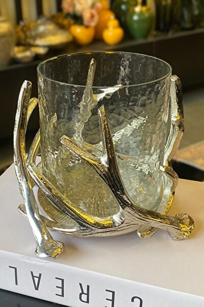 LEMİ DEKORASYON İthal Gümüş Döküm Dallı Mumluk 15 Cm