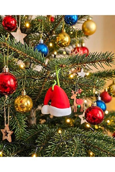 PLA NOEL BABA ŞAPKASI YILBAŞI AĞACI SÜSÜ 3D BASKI (6'LI)