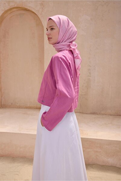 Belli GEOMETRİK DESEN PREMIUM SOFT PEMBE EŞARP 10