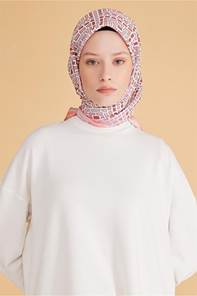 Belli GEOMETRİK DESEN MODAL PEMBE EŞARP 5