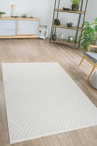 Lexa Krem Yıkanabilir Sisal Bukle Hasır Halı Saçaklı Salon Oturma Odası Yolluk Dayanıklı