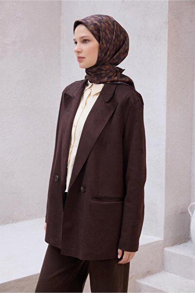 Belli ÇİÇEK DESEN İPEK EŞARP 4204D (TWILL) KAHVE - 58