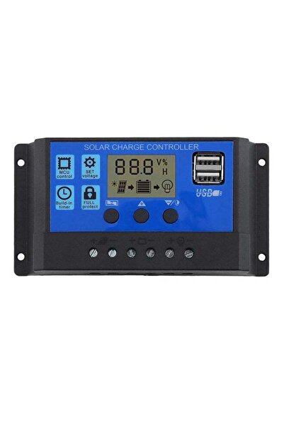 Generic شاحن بطارية مزود بوحدة تحكم شمسية فرعية عالية الدقة، أسود/أزرق