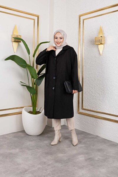 CNG MODA Hijab Buttoned Unlined Cashmere Coat