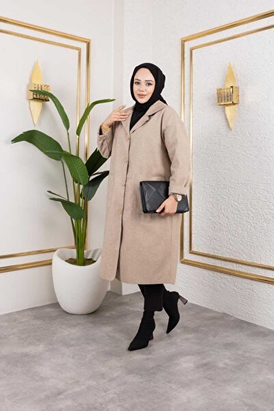 CNG MODA Hijab Buttoned Unlined Cashmere Coat
