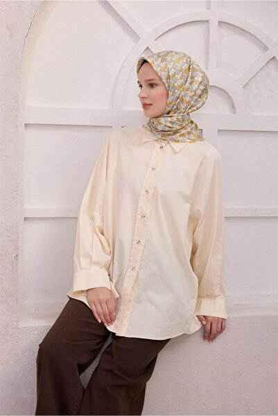 Belli Eșarfă de mătase cu model floral 4204D (Twill) Galben - 81