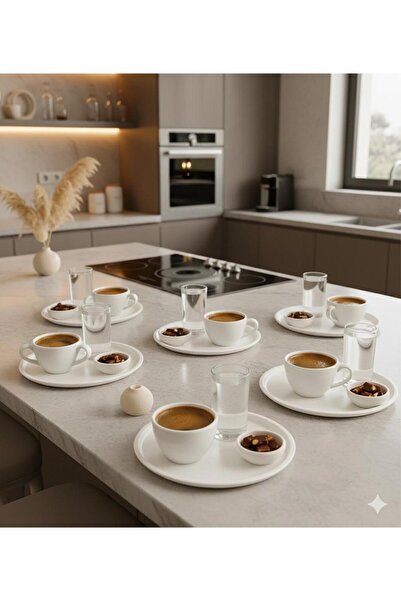 Zarif Home 6’lı Metal Sunum Tepsi Seti - 20 cm Paslanmaz Metal Beyaz