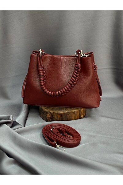 MİHRA STORE حقيبة يد نسائية من الجلد بحزام ميلين ورباط مطاطي - TA0011 لون أحم...