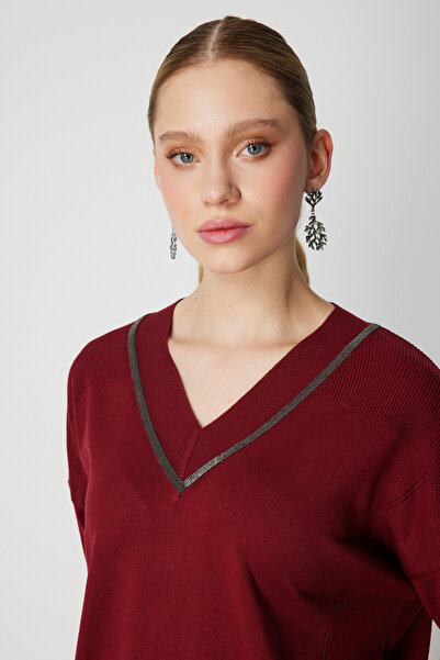 Onteks On V-Neck Stone Knit Sweater