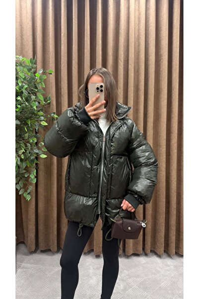 Maysa YEŞİL PARLAK ŞİŞME MONT