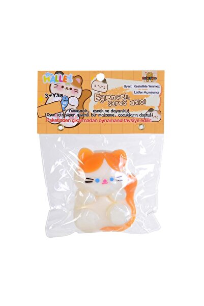 hak-iş oyuncak قطة لطيفة باللون البرتقالي والأبيض - لعبة ناعمة مضادة للتوتر