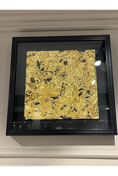 CREARTHOME Creaerthome Siyah Çerçeveli Gold Kabartmalı Dekoratif Varank Tablo...