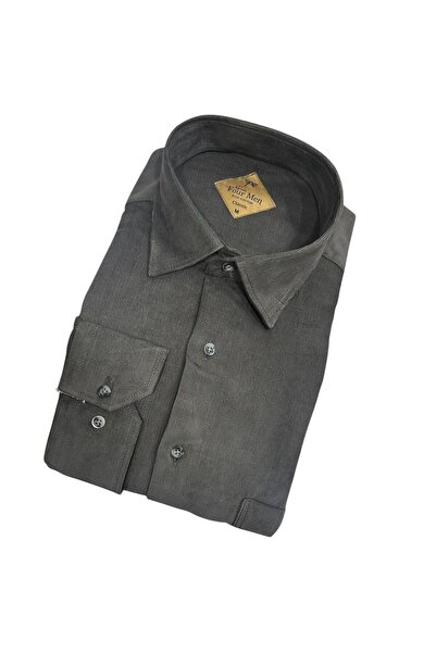 GÖMLEK GALERİSİ Classic Wide Cut Corded Fabric Velvet Men's Shirt
