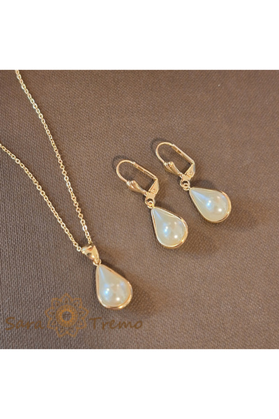 SaraTremo Σετ κοσμημάτων επιχρυσωμένα - Τύπος μαργαριταριού - Tigressa