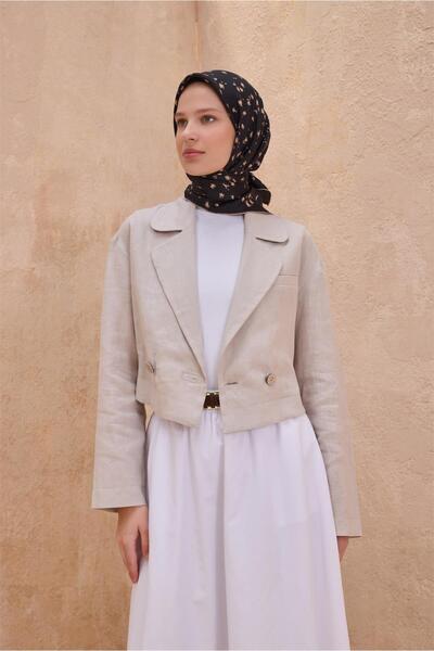 Belli Siyah Leopar Desen %100 Twill İpek Eşarp 4126 - 33