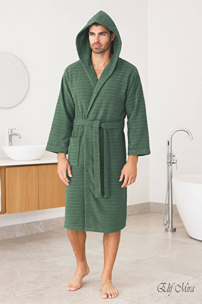 Elif Mira Halat de baie din bumbac cu glugă pentru bărbați/femei |   Silvia cu opțiuni de mărime mare