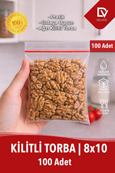 naft 8x10 100'lü Buzdolabı Kilitli Torba Poşet Dondurucu İkramlık Çerez Davet...