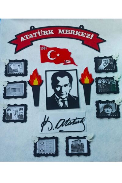Aydede Oyunevi Atatürk Merkezi İmzalı Resimli Keçe Pano Atatürk Köşesi Sınıf ...