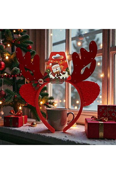 PARTİSERÜVENİ YENİ YIL TACI GEYİKLİ KADİFE KIRMIZI