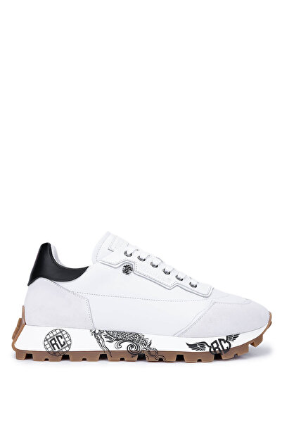 Roberto Cavalli Men's Genuine Leather White Sneakers & Sports Shoes