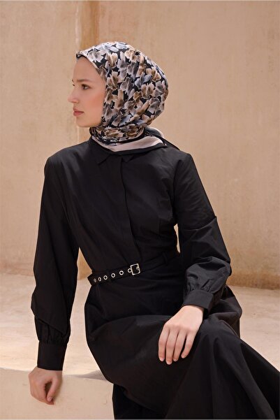 Belli Flower Pattern Premium Soft Black Scarf 11