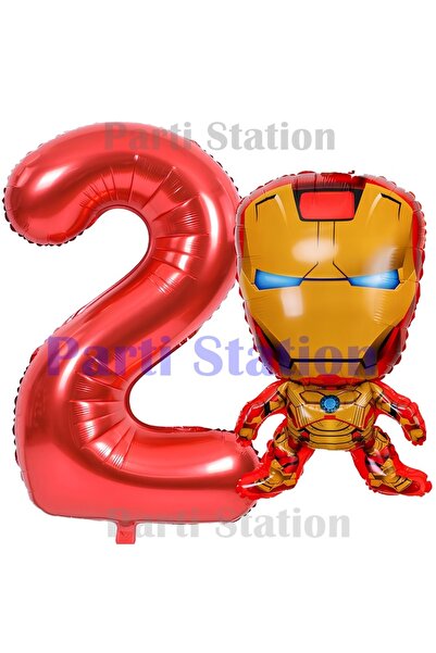 Parti Station مجموعة بالونات أفنجرز آيرون مان 2 من الأرقام الحمراء اللامعة