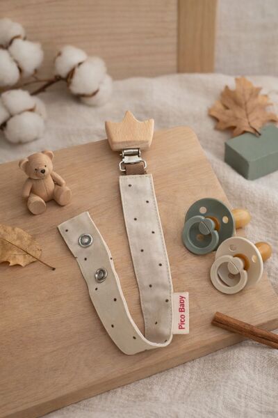 Pico Baby Ahşap Klipsli Emzik Askısı - Emzik Zinciri - Emzik Tutacağı