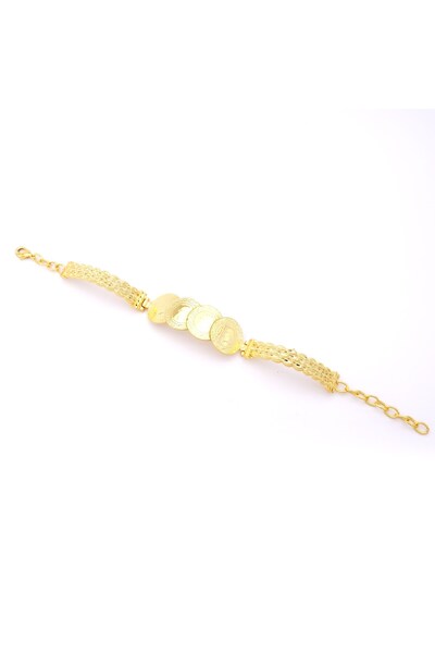 FerizZ Altın Kaplama İmitasyon Dört Çeyrekli İşlemeli Kelepçe Bileklik BLZ-652