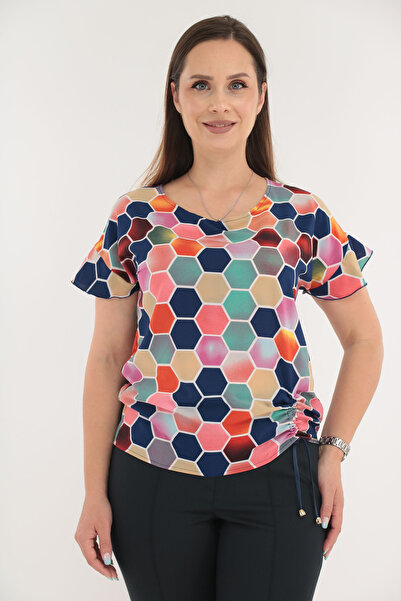 Vanessa Line RO Blouse with multicolor geometric print and side lace