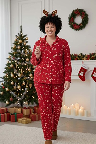 Yağmur Butik Σετ Πυτζάμες με Σχέδιο Plus Size