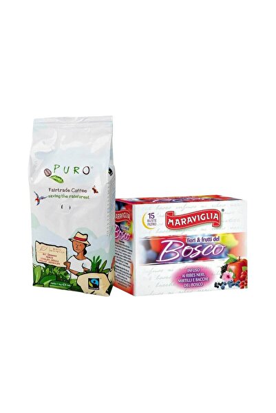 Puro Set Cafea Bio Organică 1kg + Ceai Ristora Bosco Infuzie la Plic 15 bucăți