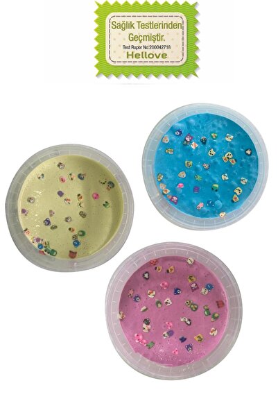 AVMmarketim Figürlü Süslü Slime 3 lü Ele Yapışmayan Slime Slaym Oyun Hamuru