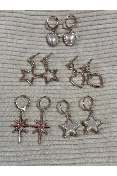 bijoux uniques 5 Pieces of Women's Earrings with Star & Heart Shapes