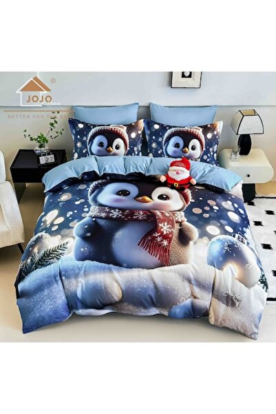 MHR Christmas Bed Linen Set, 5D Print, Double Bed, 6 Pieces