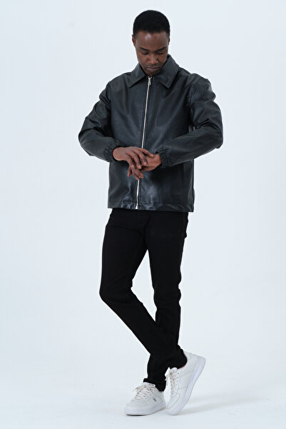 Renvo butik jachetă de piele oversize pentru bărbați cool