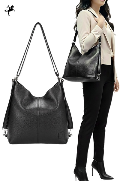 Nas Bag Kadın Siyah Çanta Yeni Sezon Omuz Sırt ve Çapraz Askılı Fonksiyonel Model