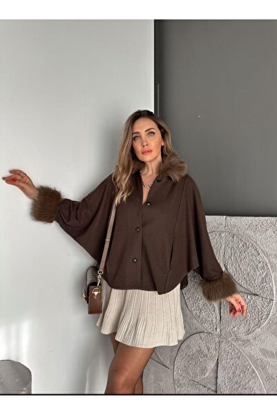 EGZOTİK ASORTİK Yakası ve Kolu Kürk Detaylı Kaşkorse Panço