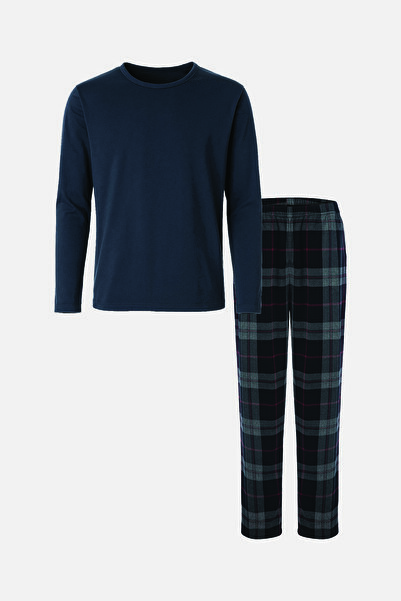 koza iç giyim Σετ πιτζάμες με μακρυμάνικο καρό σχέδιο Micro Suede
