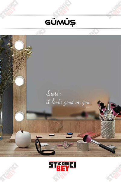 STİCKERCI BEY ملصق زجاجي تحفيزي بعبارة 'ابتسِ، تبدو جيدة' (قطع بالليزر)