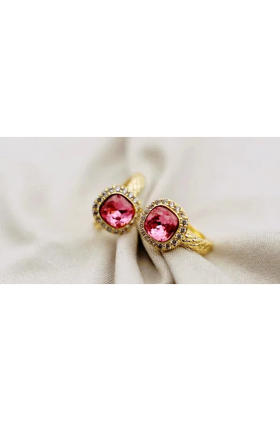 XUPING JEWELRY Cercei placați cu aur de 18k și pietre de zirconiu roz