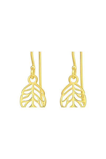 All4Silver Golden Leaf - Silver 925 Earrings Without Stones