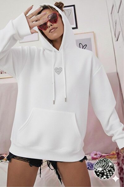 NO 601 سترة شتوية نسائية بيضاء بقلنسوة من تروك ستون