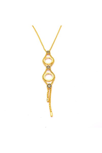 FerizZ Altın Kaplama İki Çeyrek Çerçeveli Kolye KLY-662