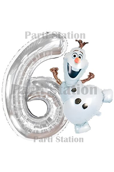 Parti Station Frozen Olaf Konsept 6 Yaş Gümüş Folyo Rakam Balon Seti