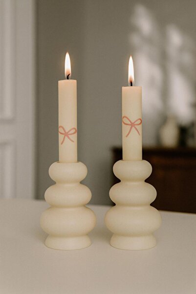 Layered Design 2-Piece Candlestick Holder Set