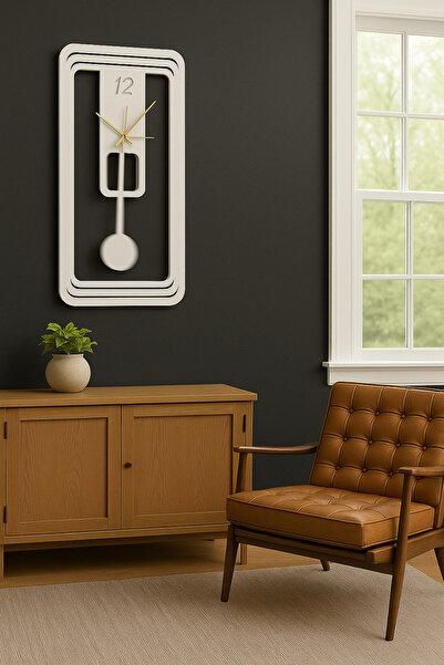 mee wall art Sarkaçlı Dekoratif Duvar Saati – Modern Retro Tasarım (Siyah/Beyaz)